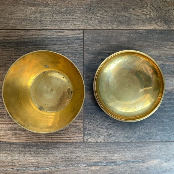 Vintage Etched Brass Enamel Chevron Dish with Lid - Picture 5 of 11